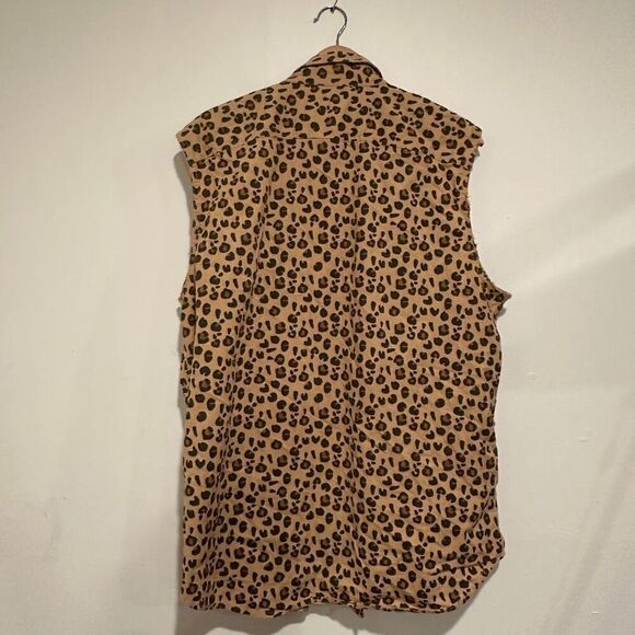 Vintage Hollister Cutout Tank Top Cheetah Print Size XL Epic Flex Button Down - Picture 6 of 6